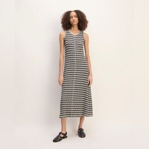 Everlane The Rib Knit A-line Tank Maxi Dress Women's Large Stripes Career Comfy
